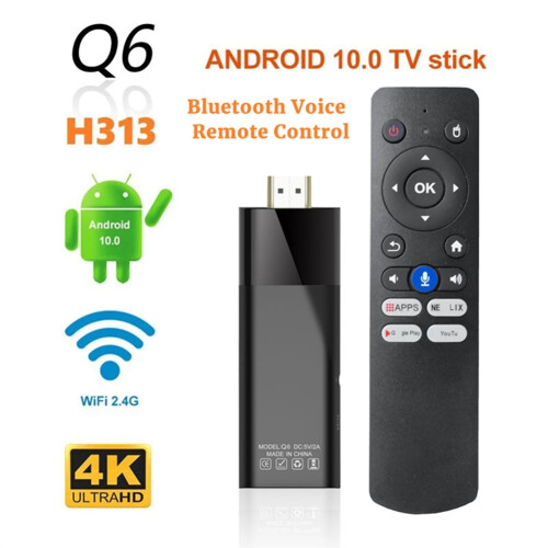 Q6 TV Stick Bluetooth Τηλεχειριστήριο Φωνής 2G+8G TV Box Android TV Dongle 1
