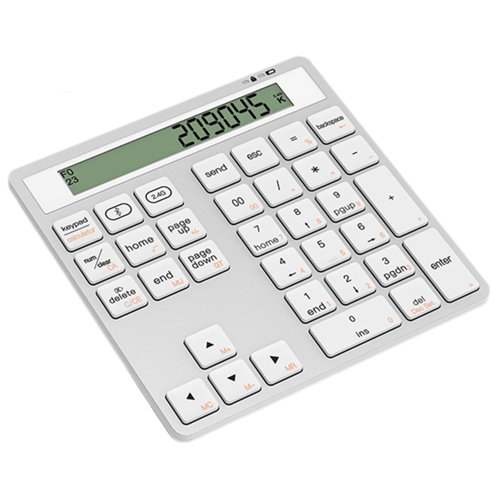 Bluetooth Numeric Keyboard With Display Calculator White 4851973663152