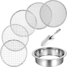 Ensemble de tamis à terre, acier inoxydable, 5 tailles, 8 pouces de diamètre