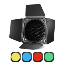 Godox BD-04 Barn Door with Honeycomb Grid 4 Color Gel Filters
