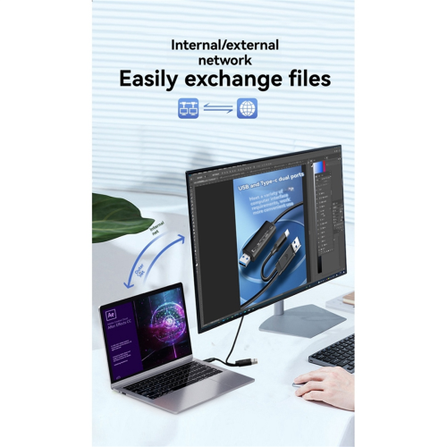 Cable de transferencia de datos USB 2.0+Tipo-C de PC a PC para sincronizar archivos y compartir 1