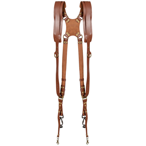 Double Shoulder Camera Strap Adjustable Camera Shoulder Belt Brown