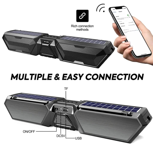 Solar Bluetooth Wireless Stereo Dual Antenna Speaker Black 2