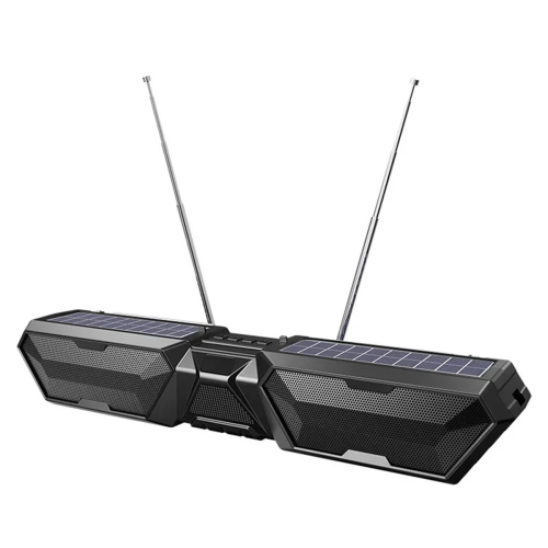 Solar Bluetooth Wireless Stereo Dual Antenna Speaker Black