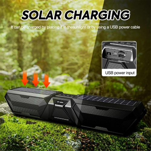 Solar Bluetooth Wireless Stereo Dual Antenna Speaker Black 1