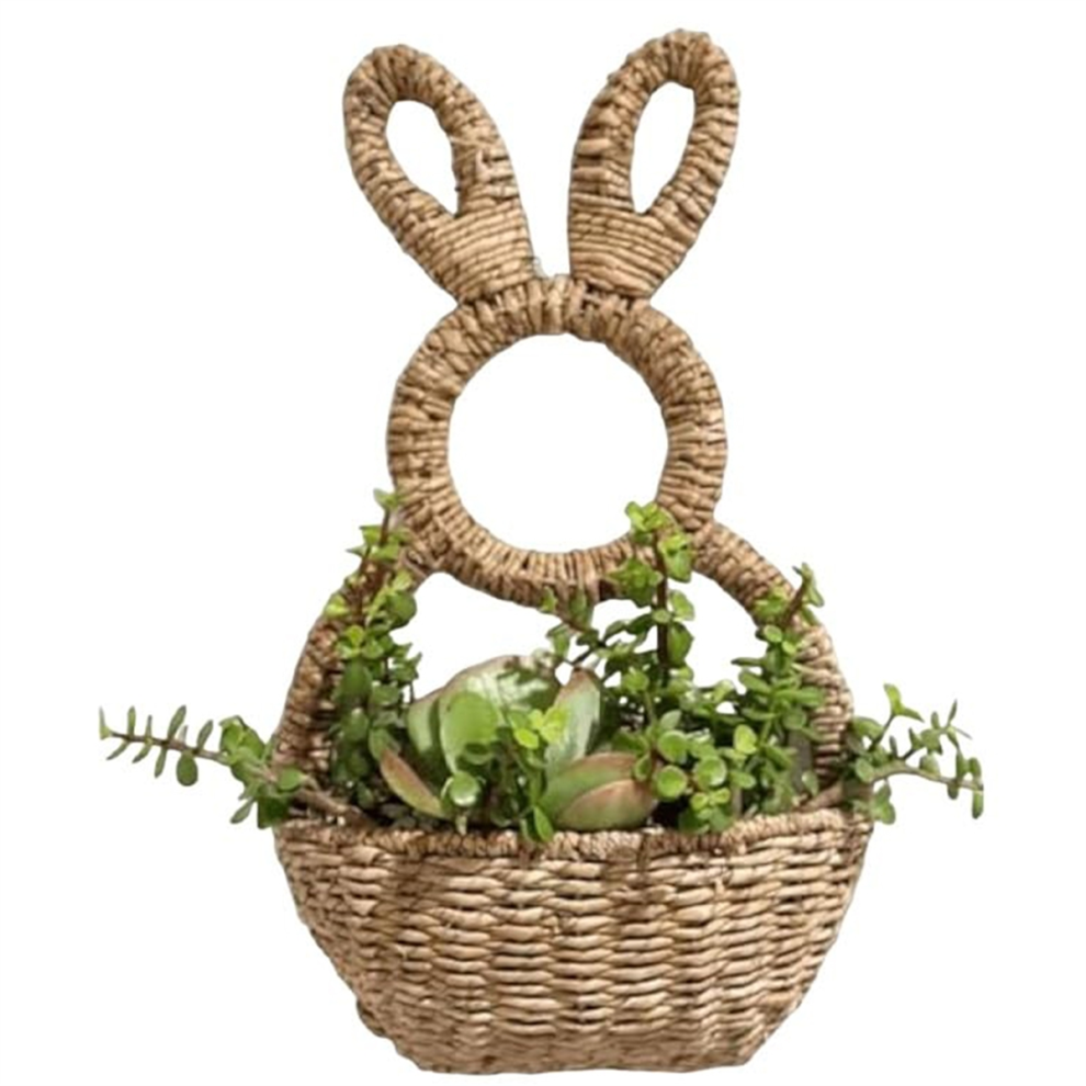 Bunny Basket Hanging Wall Pocket Spring Decor, for Decorations-image-OPC-PHHQFHX-NEW