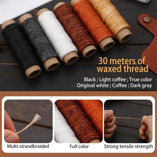 Sewing Awl Kit, Portable Awl Tool Stitching Leather Sewing Awl Thread 2