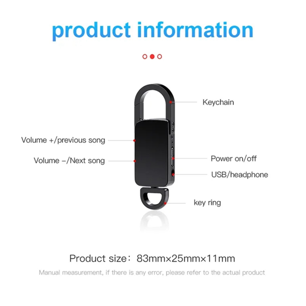 Keychain Sound Activated Voice Recorder Key Hook Mini Dictaphone 8G-image-OPC-PHHQHQ8-NEW