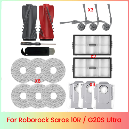 Kit Accessori Ricambio Per Roborock Saros 10R / G20S Ultra - 24 Pezzi: Spazzole, Filtri, Panni Mocio, Spazzola Laterale E Pulizia - 2