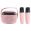 Kinderkaraokemachine Bluetooth-luidspreker met microfoons, roze 3