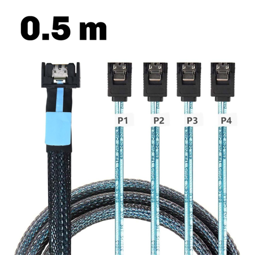 SlimSAS 8654 MCIO 4I 38pin σε 4x SATA Cable PCIE5.0 PCI-E Server 0,5M 1