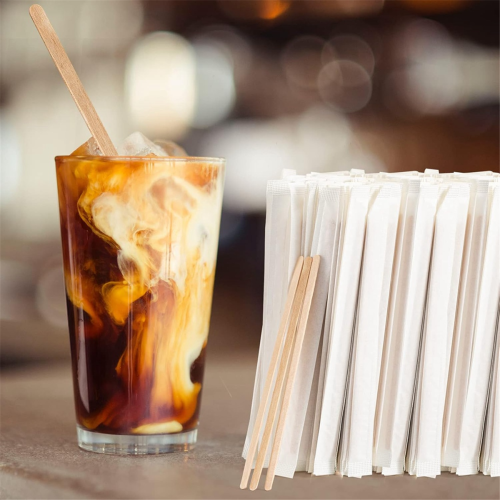 500 peças de mexedores de café de madeira de 5,5 polegadas 2