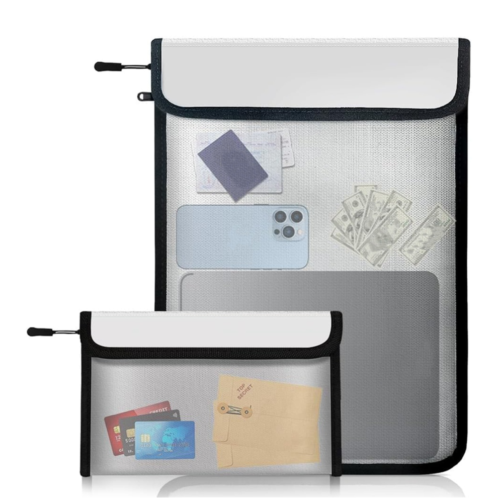 Waterproof Fireproof Document Bag, 2 Pack Fire Proof Money Bag