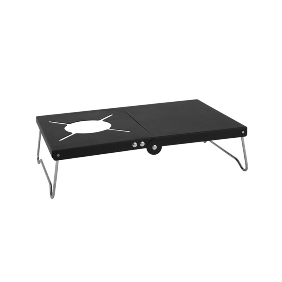 Table de camping pliante ultralégère en acier noir pour réchaud d'extérieur