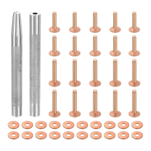 20Set Copper Rivets and Burrs, Solid Leather Copper Rivet Fastener