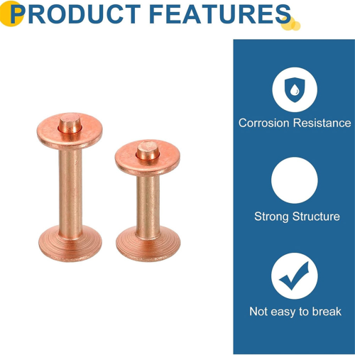 20Set Copper Rivets and Burrs, Solid Leather Copper Rivet Fastener 2