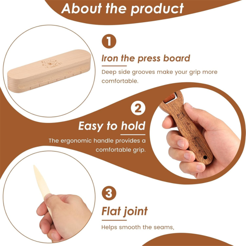 3Pcs Beechwood Tailors Clappers,Seam Roller Beech Board Set 1