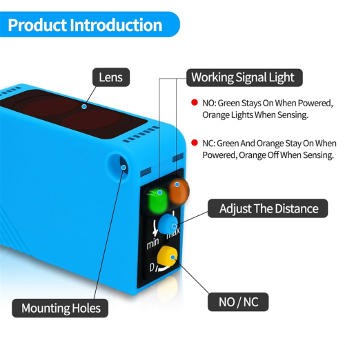 Photoelectric Sensor Switch NO+NC,DC10-30V,Distance:31.52inch,NPN 2