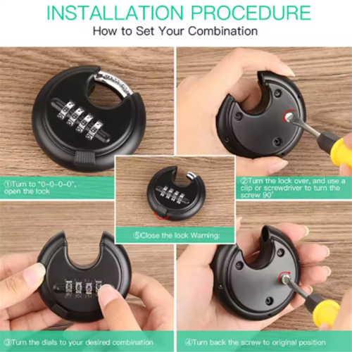 4 Digit Combination Disc Padlock for Storage Unit, School Gym Locker 1