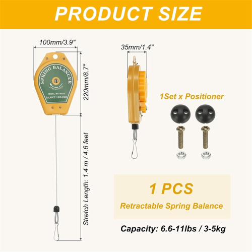 Retractable Spring Balancer, Bearing Spring Tool 6.6-11lbs (3-5kg) 1