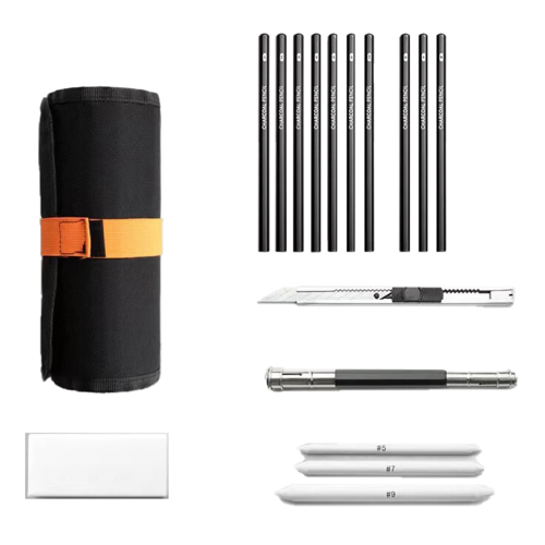 Skizzierstift-Set, Zeichenstift, Bleistift, Schülerzeichnung, Kunststil 27