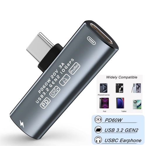 Προσαρμογέας ακουστικών USB τύπου C σε διπλό USB C 60W για iPhone 15 1