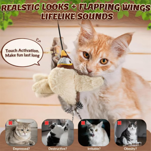 Interactive Chirping Bird Cat Toy Flapping Wings Bird 1