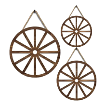 3 Pcs Wooden Wagon Wheel Wall Decor 12/10/8 Inch Rustic Yard Decor