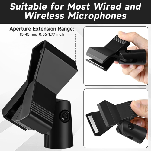 Conjunto de 4 clipes de microfone para suportes ajustáveis com adaptadores 2