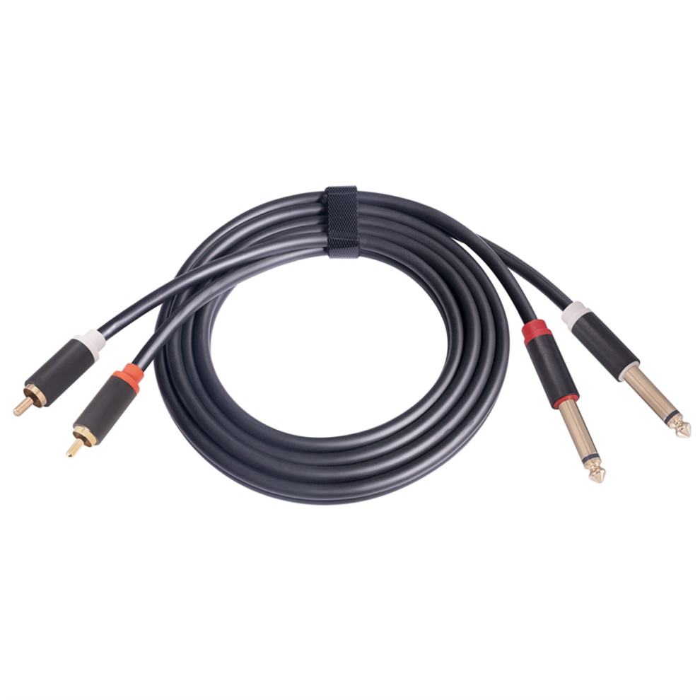 Dual Rca Male To Dual 6.35Mm Jack Male Audio Cable Gold 4851973608054
