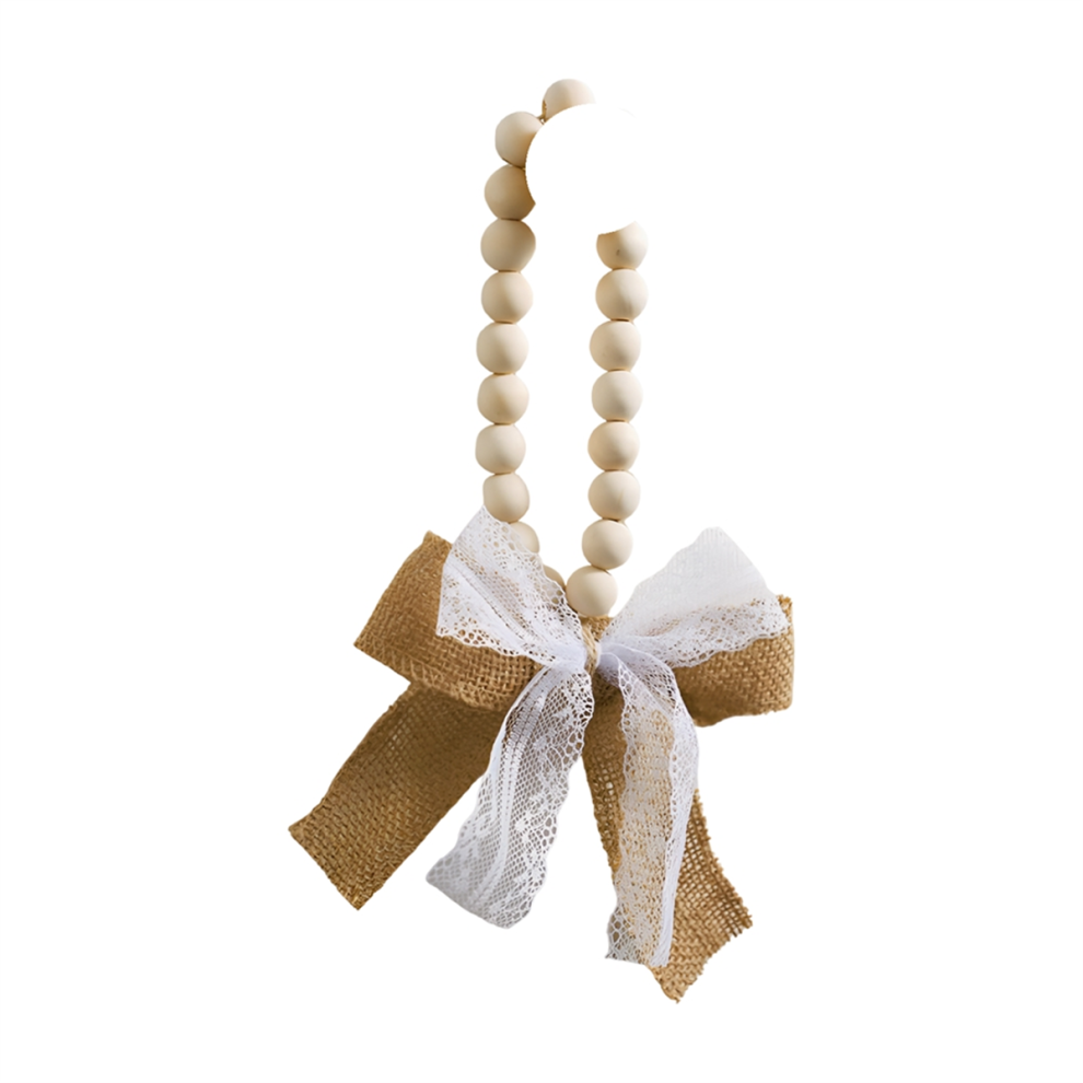 Ciondolo Con Perline Di Legno E Lino Con Fiocco, Decorazione Per La Casa, Stile Pizzo-image