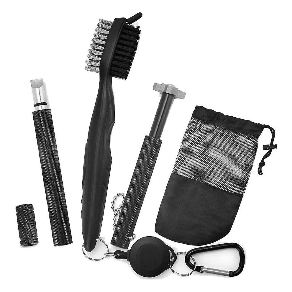 Kikidex (As Show, One Size) Golf Club Cleaner Kit, Retractable Golf Brush And 2 Golf Club Groove Sharpener Compatible U & V-Grooves, G-K