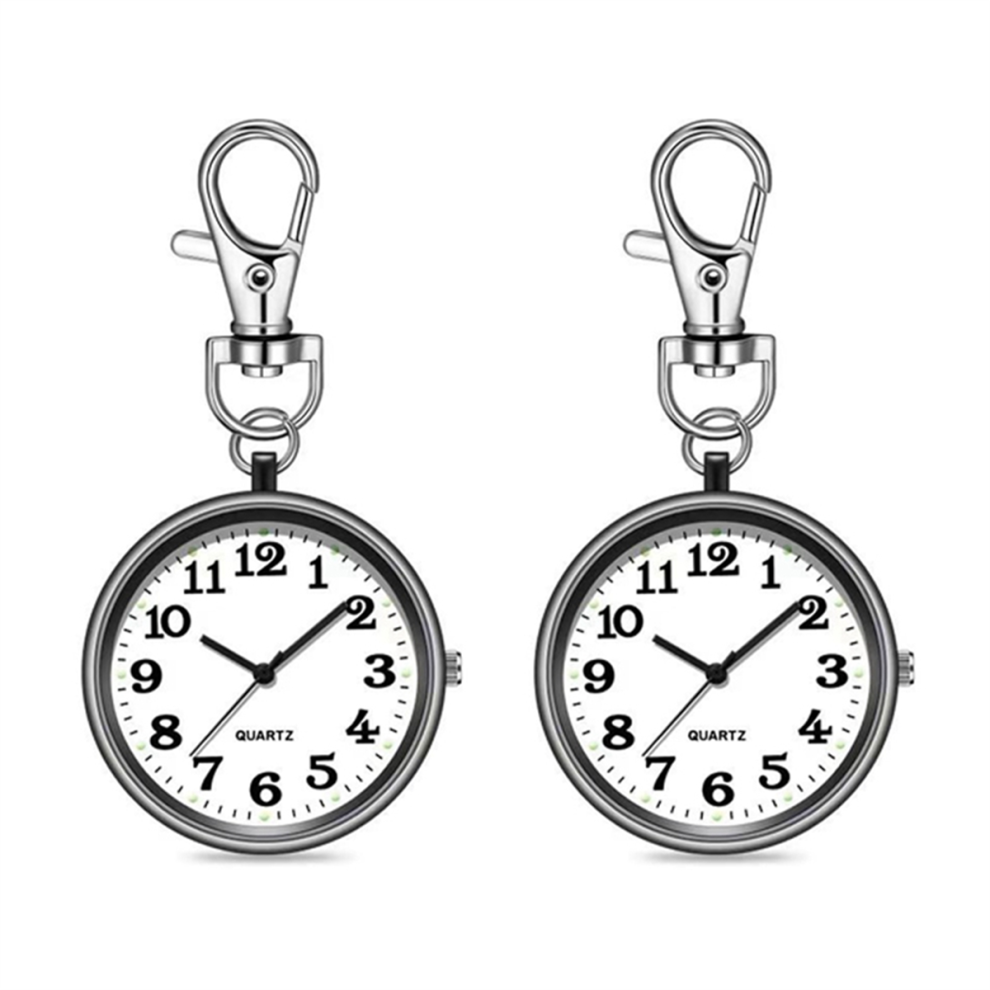 Lot de 2 montres d'infirmière à quartz, montres de poche noires