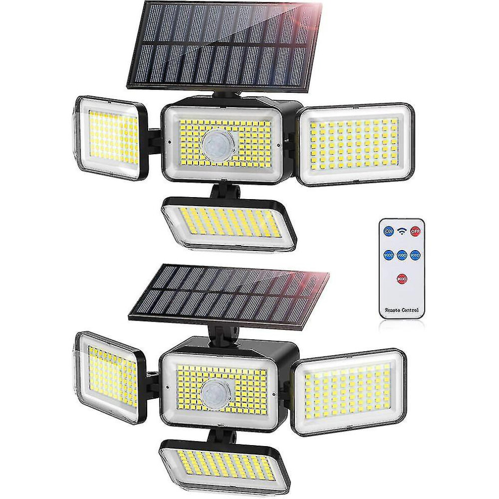 Kikidex (As Show, One Size) Solar Outdoor Lights, 288Led Ip65 Waterproof Motion Sensor Outdoor Lights With Remote Control, 4 Heads Solar Flood Lights-D