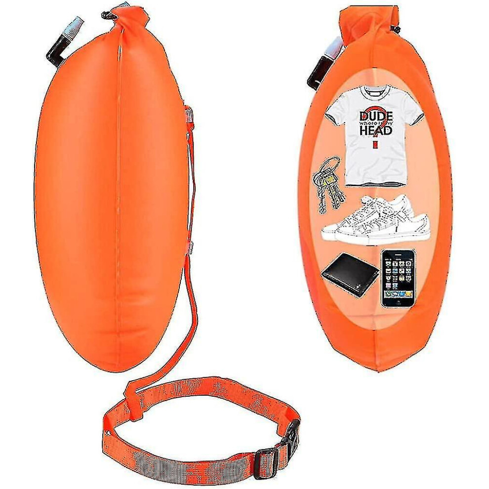 (As Show, One Size) High Visibility Adult Swimming Buoy Compatible Open Water, Inflatable Safety Lifebuoy Compatible Swimming, Triathlon, Snorkelers-D Light Kikidex