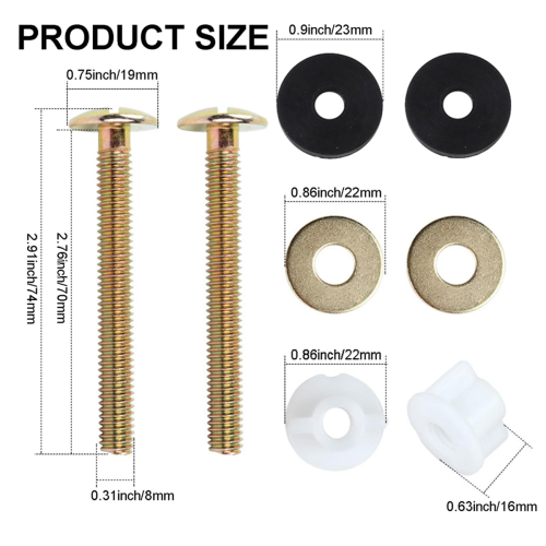 Kit de 2 vis de remplacement pour abattant de toilette, fixations robustes 2