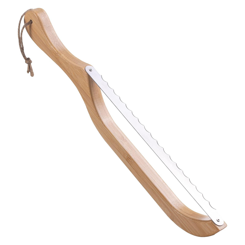 15.8-Inch Serrated Bread Knife with Wooden Handle and Guide for Sourdough, Bagels, and Homemade Loaves