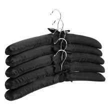 15 Inch Large Satin Padded Hangers,Silk Hangers (Black,5 Pack)