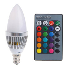 3W Smart E12 RGB LED Color Bulb with 24 Candle Remote Control