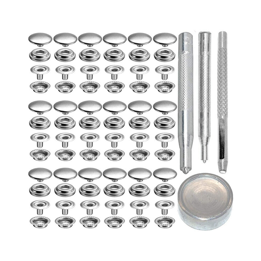 72Pcs 15Mm Stainless Steel Fastener Snap For Boat Canvas Silver 4853167893352