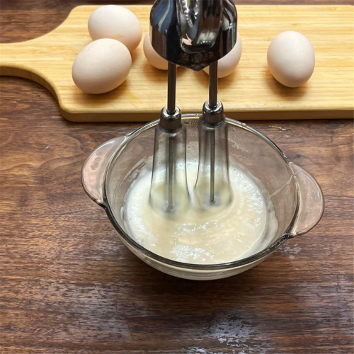 Manual Egg Beater Hand Crank - Stainless Steel Whisk, Silver 2