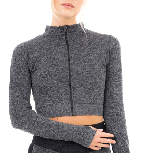 (M) Women's Rib Seamless Jacket - Black