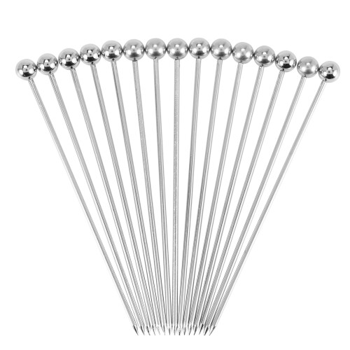 15 palitos de coquetel reutilizáveis de aço inoxidável de 4 polegadas
