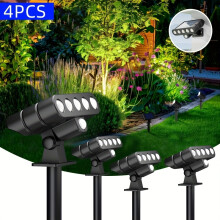 (4-piece [ground plug   wall hanging] cold light) 4pcs Solar Outdoor Spotlight, Solar Lawn Light, Outdoor Landscape Light Adjustable Automatic On/Off Flag Light, Landscape LED Light Ground Light