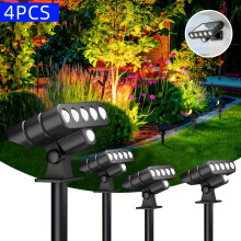 (4-piece [ground plug   wall mounting] warm light) 4pcs Solar Outdoor Spotlight, Solar Lawn Light, Outdoor Landscape Light Adjustable Automatic On/Off Flag Light, Landscape LED Light Ground Light