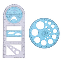 2 piezas de regla geométrica multifuncional, herramienta de dibujo circular de plástico
