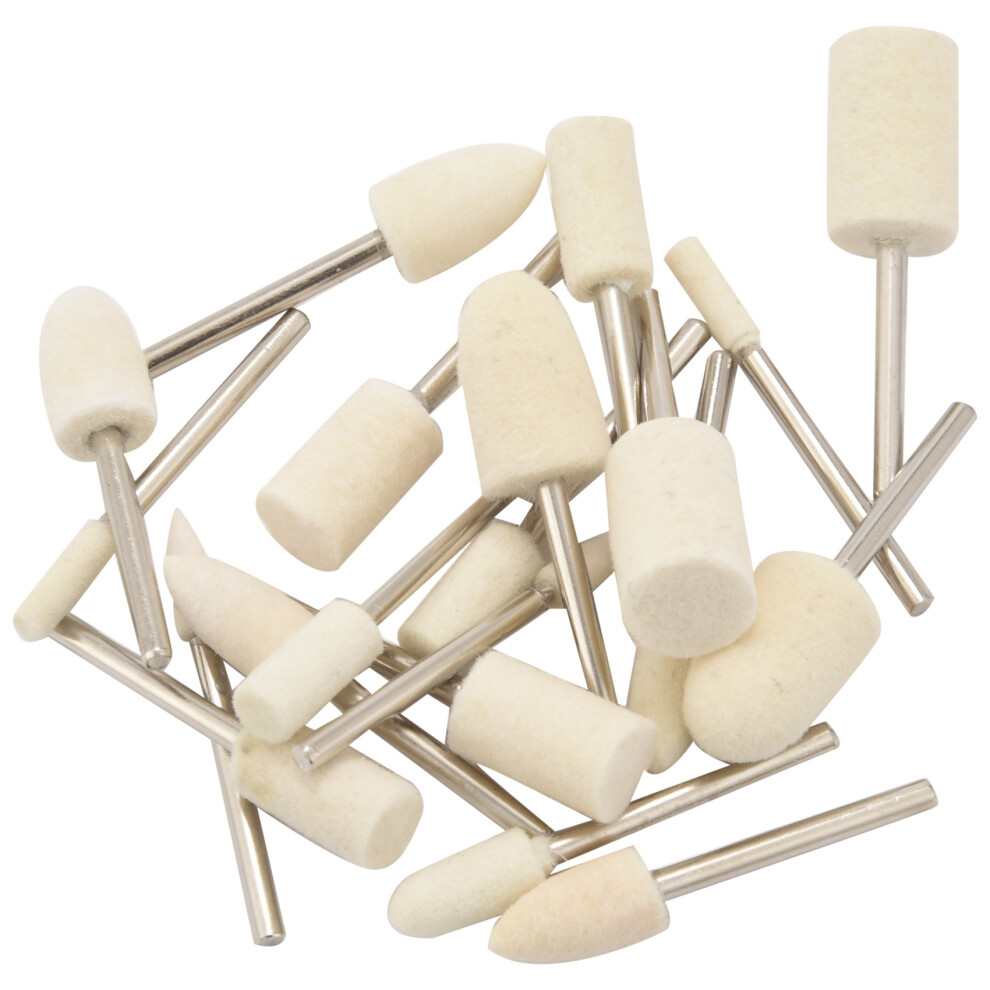 20Pcs Wool Felt Mandrel Buffing Bits Grinder Tool 1/8 Inch Shank 4853167819086