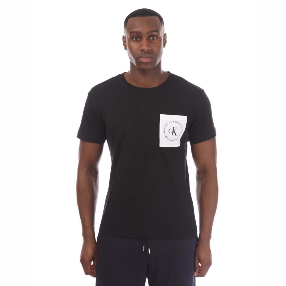 (S, Black) Calvin Klein Mens Logo Pocket T-Shirt