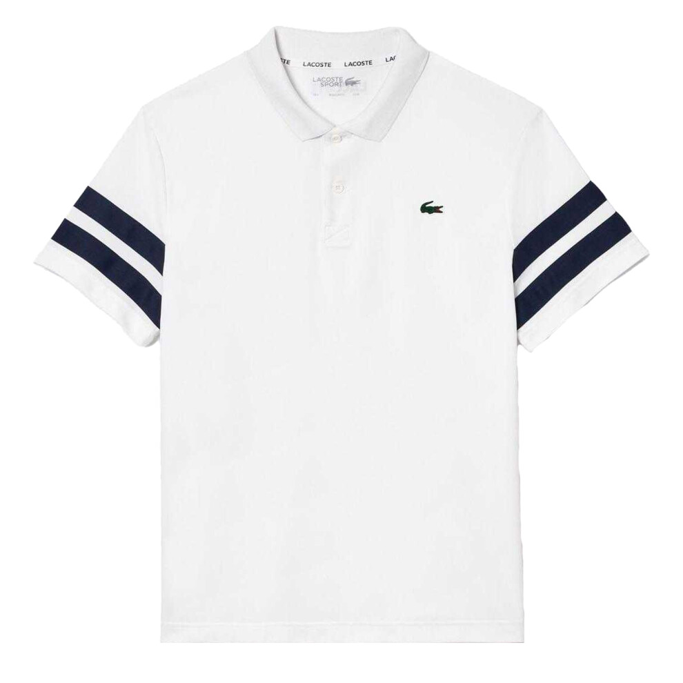 (XS, White) Lacoste Mens Pique Ultra Dry Tennis Polo Shirt