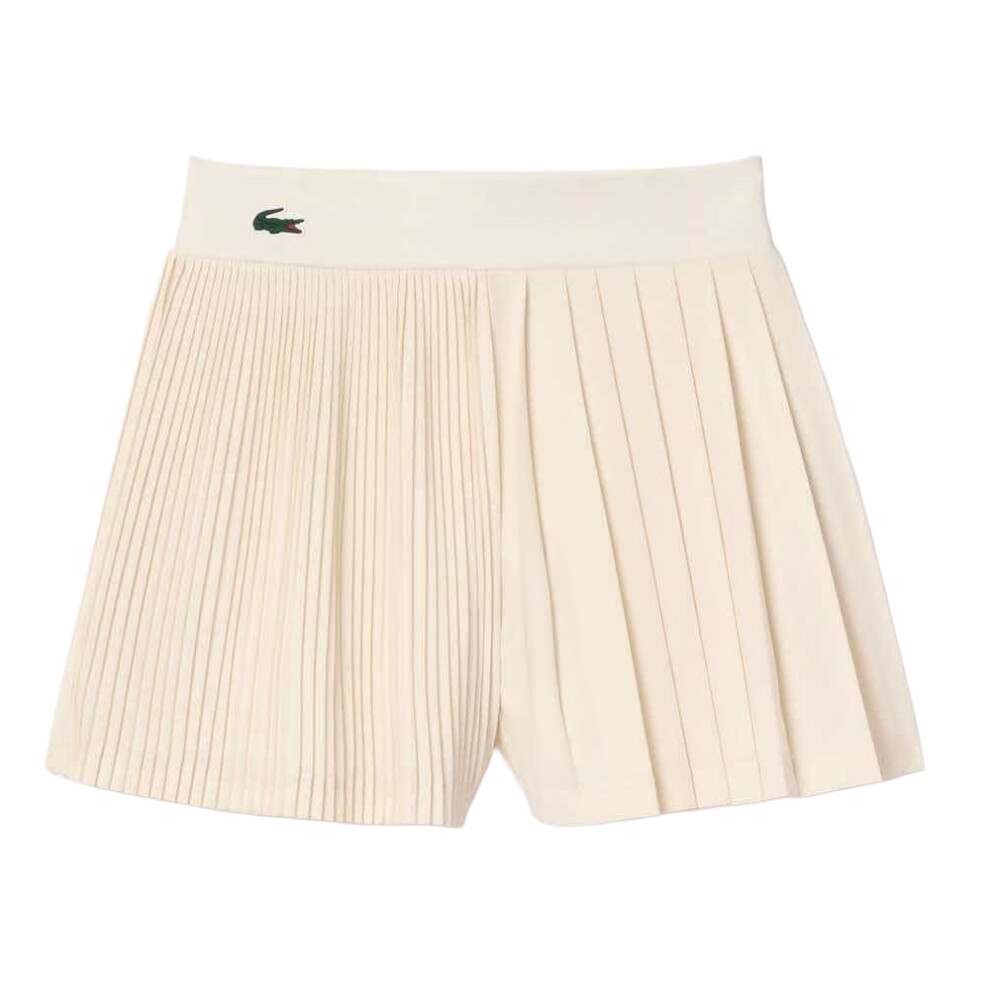 (16 UK, Cream) Lacoste Womens/Ladies Lined Pleated Tennis Shorts